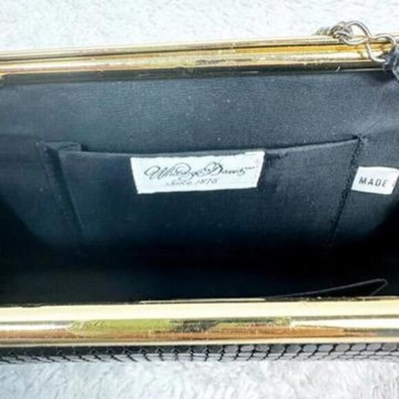 Whiting & Davis Black Mesh Bag Long Chainlink Crossbody Strap Elegant Vintage - Picture 11 of 11